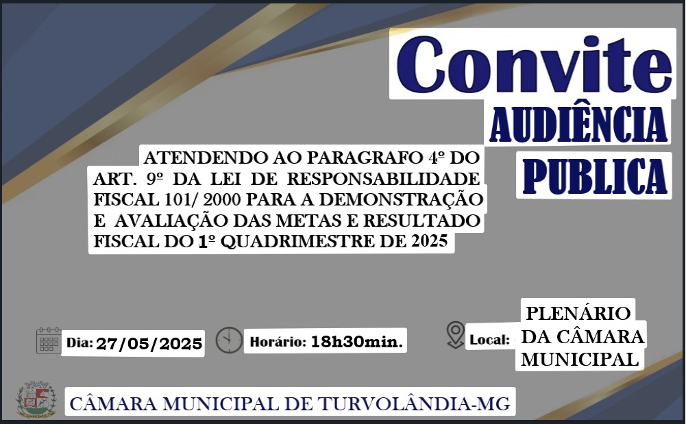 Imagem da notícia: AUDIÊNCIA PÚBLICA 27.05.2025 ÁS 18:30