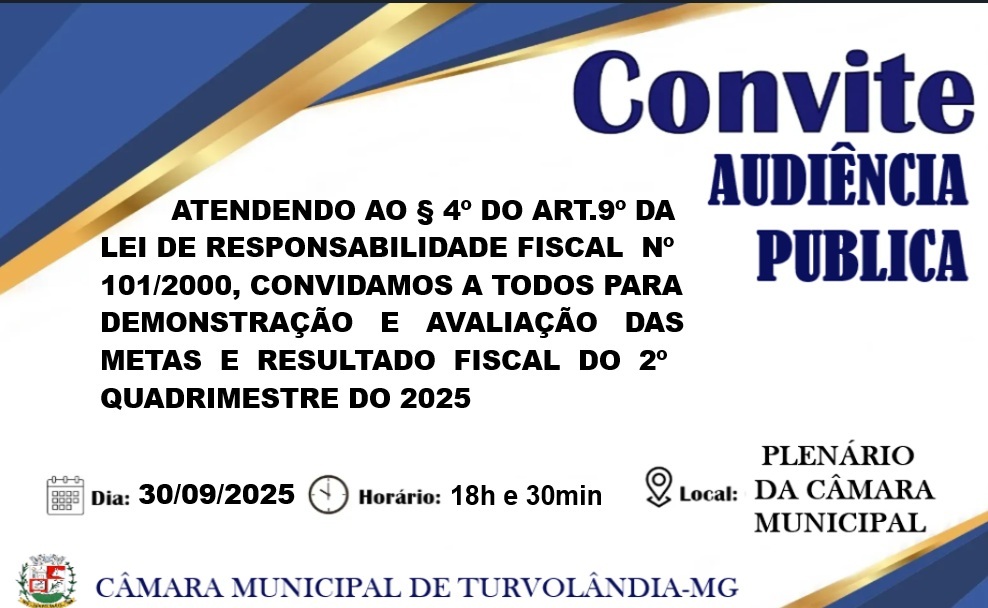 Imagem da notícia: CONVITE AUDIÊNCIA PÚBLICA