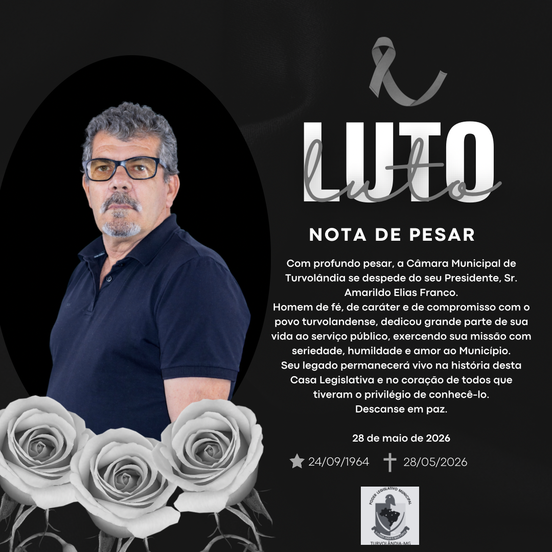 Imagem principal da notícia NOTA DE PESAR - PRESIDENTE VEREADOR AMARILDO ELIAS FRANCO