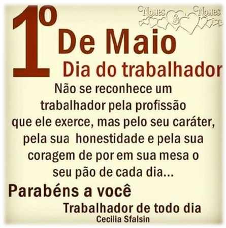 Imagem da notícia: DIA DO TRABALHADOR