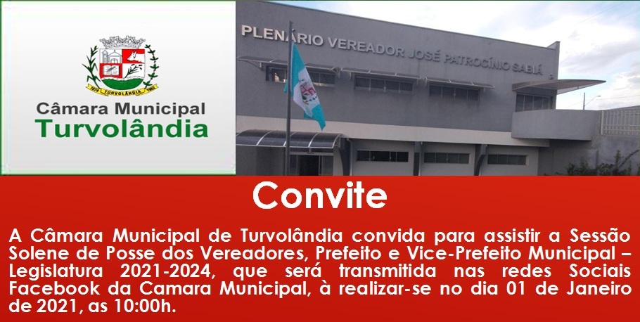 Imagem da notícia: Convite para assistir: Sessão de Posse dos Vereadores, Prefeito e Vice_ Prefeita.